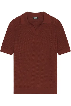 Ermenegildo Zegna Premium Cotton Stitch Polo in Brick - Brick. Size 46 (also in ).