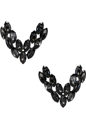 VALENTINO GARAVANI V Detail Earrings in Black Ruthenium & Crystal Silver Night - Black. Size all.