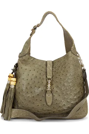Gucci Ostrich Jackie Hobo Bag in Green - Green. Size all.