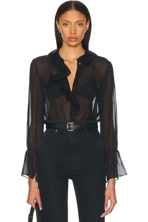 NILI LOTAN Cecily Shirt in Black - Black. Size L (also in M, S, XS).