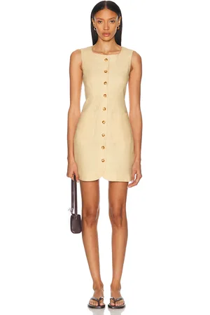POSSE Emma Button Down Mini Dress in Dusty Citron - Neutral. Size L (also in M, S, XL, XS).