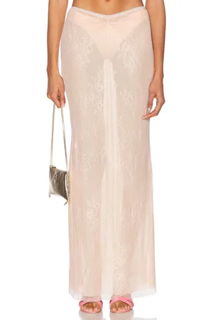 Bananhot Balena Skirt in Peach Lace - Peach. Size L (also in M, S, XL, XS).