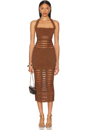 Retrofete Jaycee Dress in Sepia & Bronze - Brown. Size L (also in M, S, XL, XS).