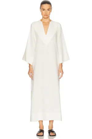 Rohe Linen Kaftan Dress in Optic White - White. Size 34 (also in 36, 38, 40, 42).