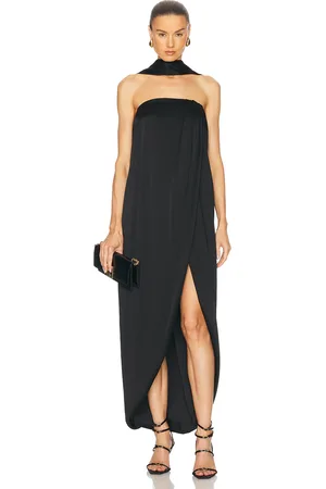 ALEXANDRE VAUTHIER Crepe Satin Maxi Dress in Black - Black. Size 34 (also in 36, 38, 40, 44).