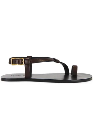 Saint Laurent Party Flat Sandal in Ultra Dark Brown - Chocolate. Size 35 (also in 35.5, 36, 36.5, 37, 37.5, 38, 38.5, 39, 39.5, 40, 42).