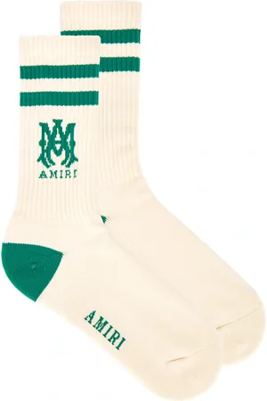 AMIRI MA Stripe Sock in Varsity Green - Green. Size 41/42 (also in 43/44).