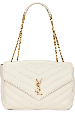 Saint Laurent Large Loulou Chain Bag in Crema Soft - Cream. Size all.