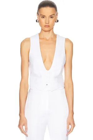 ALEXANDRE VAUTHIER Satin Tailoring Vest in Optical White - White. Size 34 (also in 36, 38, 40, 42, 44).
