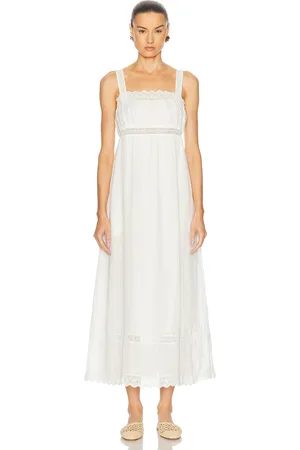 POSSE Grace Shift Dress in Vintage White - White. Size L (also in M, S, XS).