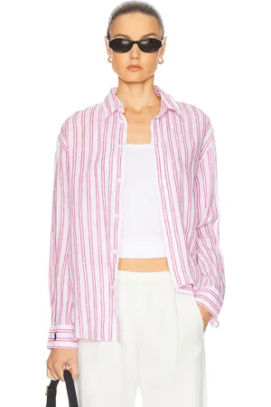 Ralph Lauren Long Sleeve Button Up Sport Top in White & Red - Pink. Size M (also in S, XL, XS).