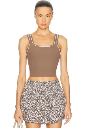 Varley Barney Piped Tank Top in Chocolate Chip - Chocolate. Size L (also in M, S, XS).