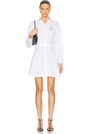 Ralph Lauren Long Sleeve Shirt Dress in White - White. Size 0 (also in 10, 2, 4, 8).
