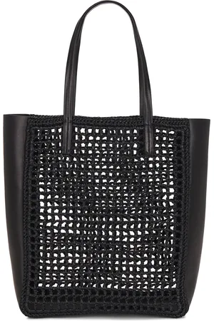 Khaite Zoe Patchwork Raffia Tote Bag in Black - Black. Size all.