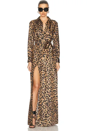 Tom Ford Belted Long Shirt Dress in Camel & Black - Brown. Size 38 (also in ).