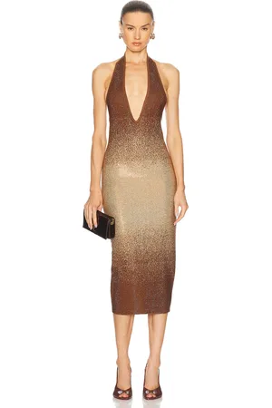 Retrofete Aviana Dress in Nude & Chestnut - Brown. Size L (also in M, S, XL, XS).