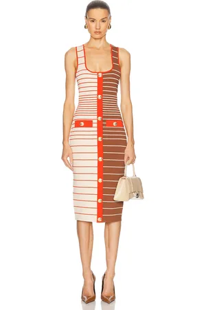 Retrofete Lyle Dress in Multi - Cream,Brown. Size L (also in M, S, XL, XS).