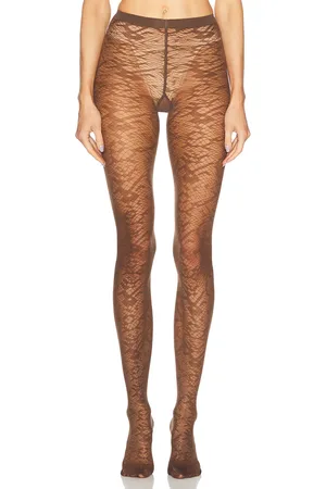 Wolford Snake Jacquard Tights in Umber - Brown. Size L (also in M, S, XS).