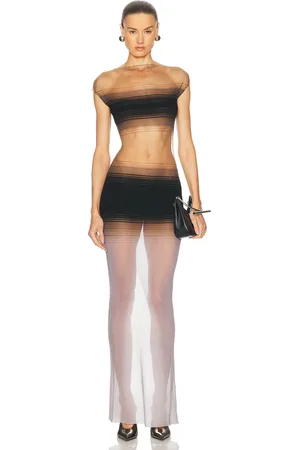Grace Censor Knit Bodycon Dress in Fume - Neutral,Black. Size M/L (also in ).