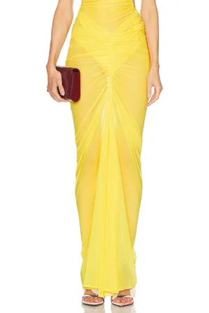 Atlein Ruched Pocket Long Skirt in Canary - Yellow. Size 38 (also in 40).