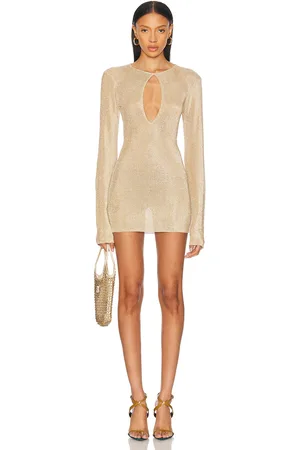 SER.O.YA Emeri Metallic Mini Dress in Gold - Metallic Gold. Size L (also in M, S, XL, XS).