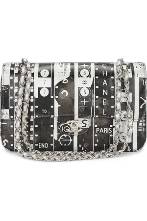 CHANEL Timeless Ladies First Double Flap Bag in Black & White - Black. Size all.