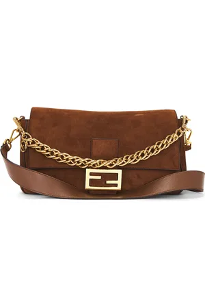 Fendi Suede Baguette Shoulder Bag in Brown - Brown. Size all.