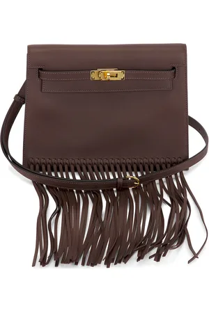 Hermès Swift Danse Fringe Kelly Shoulder Bag in Moka - Chocolate. Size all.