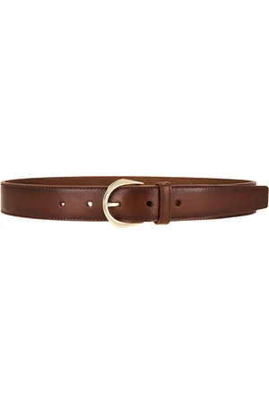 Saint Laurent Ceinture Croissant De Lune Belt in Dark Wet Clay - Brown. Size 65 (also in 70, 90).