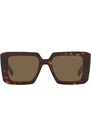 Prada Square Sunglasses in Tortoise - Chocolate. Size all.