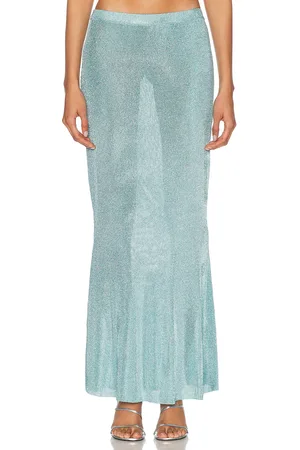 SER.O.YA Harmony Metallic Skirt in Frosted Sea - Baby Blue. Size L (also in M, S, XL, XS).