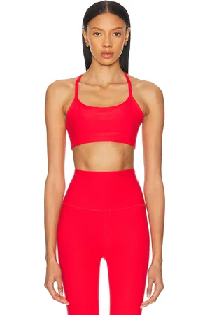 Beyond Yoga Spacedye Slim Racerback Bra in Candy Apple Red Heather - Red. Size L (also in M, S, XS).