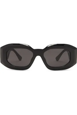 VERSACE Medusa Rectangle Sunglasses in Black - Black. Size all.