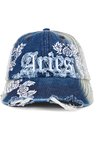 ARIES Destroyed Lace Cap in Denim - Blue. Size all.