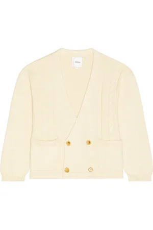 Found Double Breasted Cable Knit Cardigan in Cream - Cream. Size L (also in M, S, XL/1X).