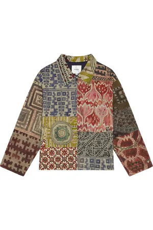 Found Watercolor Mosaic Work Jacket in Multi - Green,Brown. Size L (also in M, S).