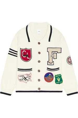 Found York Varsity Patch Collared Cardigan in Off White - Cream. Size L (also in M).