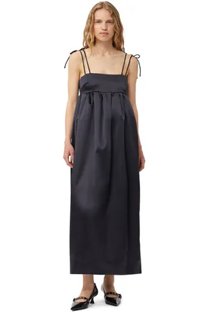 Ganni Double Satin String Long Dress in Size 10 Women