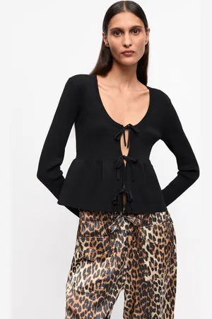 Ganni Rib Knit Tie String Cardigan in Size XS Elastane/Nylon/Viscose Women