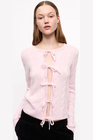 Ganni Pink Cashmere Mix Tie String Cardigan in Size XL Women