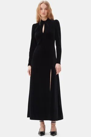 Ganni Velvet Long Dress Size 8 Women