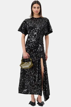 Ganni Velvet Sequins Long Dress in Size 12 Polyester Women