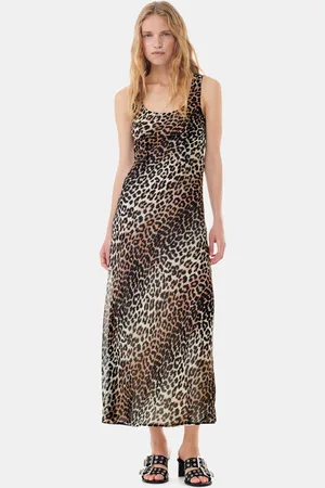 Ganni Leopard Printed Chiffon Maxi Dress in Size 4 Polyester Women
