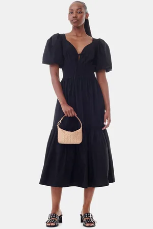 Ganni Cotton Poplin Long Smock Dress in Size 10 Women