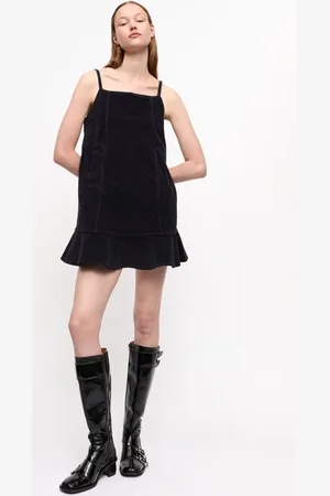 Ganni Blue Washed Corduroy Strap Mini Dress in Sky Captain Size 12 Women