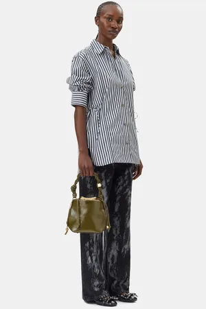 Ganni Olive Green Patent Bou Bucket Bag in Women
