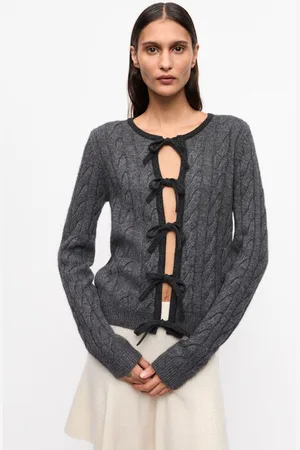 Ganni Grey and Cashmere Mix Tie String Cardigan Size Small Women