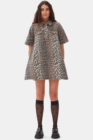 Ganni Leopard Mini Dress Size 16 Women
