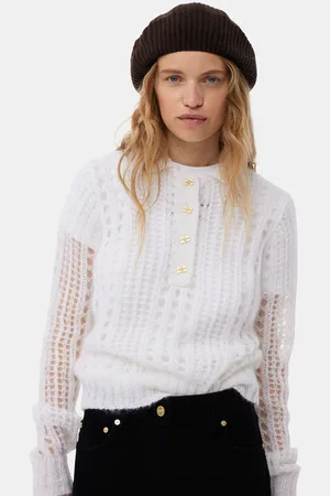 Ganni Brown Structured Rib Beret in Women