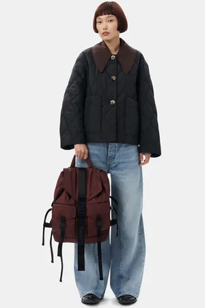 Ganni Burgundy Tech Backpack in Chocolate Fondant Polyester Women